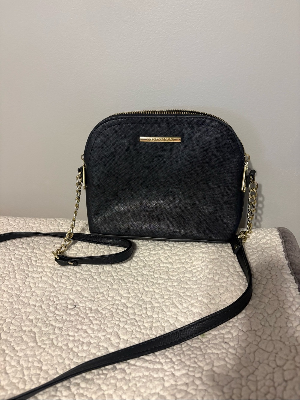 Steve Madden Black Crossbody with Gold Chain Strap